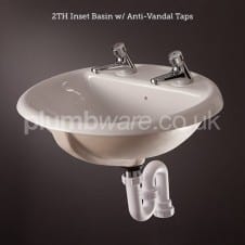 Wash Basin with Self-Closing Taps and Fittings