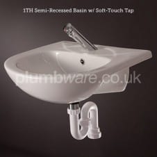 Wash Basin with Push-Button Tap and Fittings