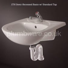 Wash Basin with Non-Concussive Tap and Fittings