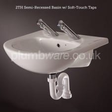 Wash Basin with Push-Button Taps and Fittings