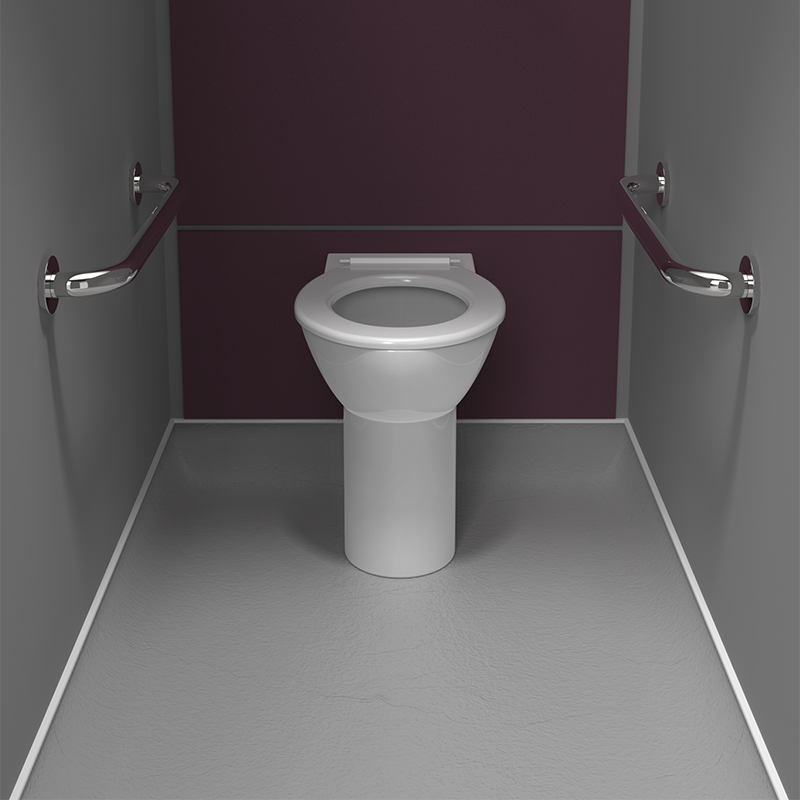 Back to Wall Ambulant Doc M Pack Polished Stainless Steel Grab Rails, concealed fixings