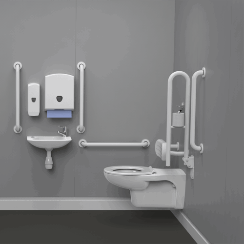 Wall Hung Doc M Pack with White Grab Rails