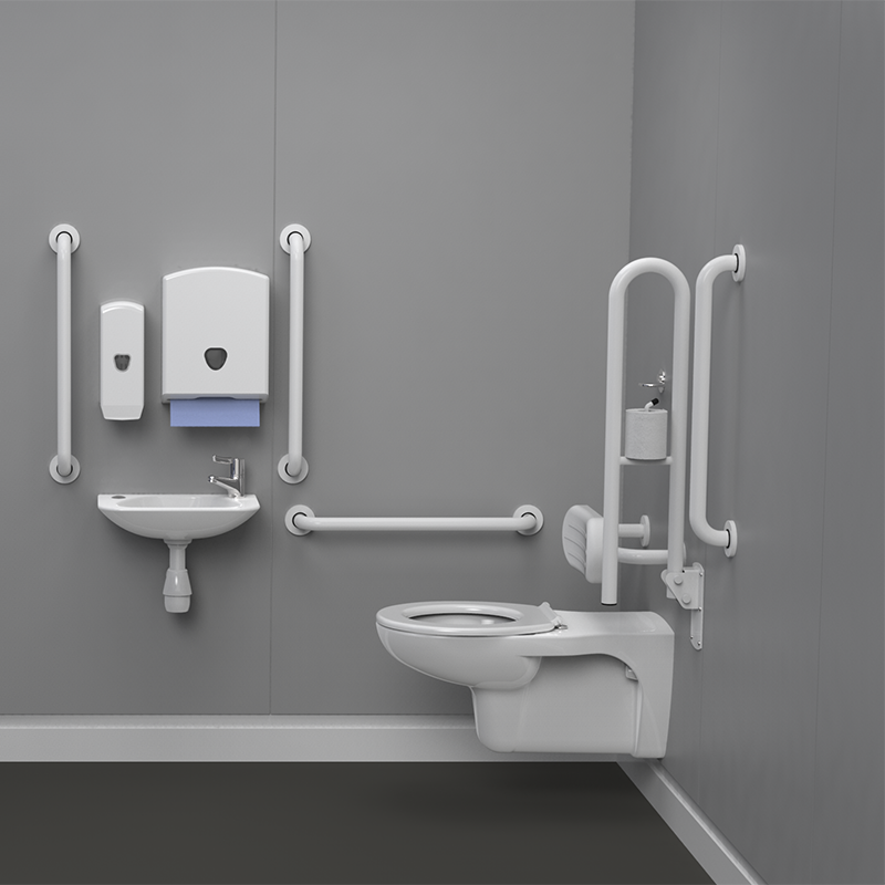 DM850KC-WH Wall Hung Doc M Pack with White Grab Rails