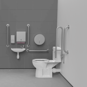 Close Coupled Doc M Pack with Satin Stainless Steel Grab Rails