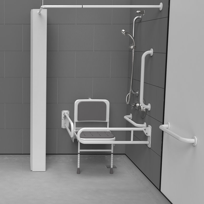 Fitzroy-230403-WH Concealed Valve Doc M Pack Shower Pack Stainless Steel Painted White Grab Rails concealed fixings
