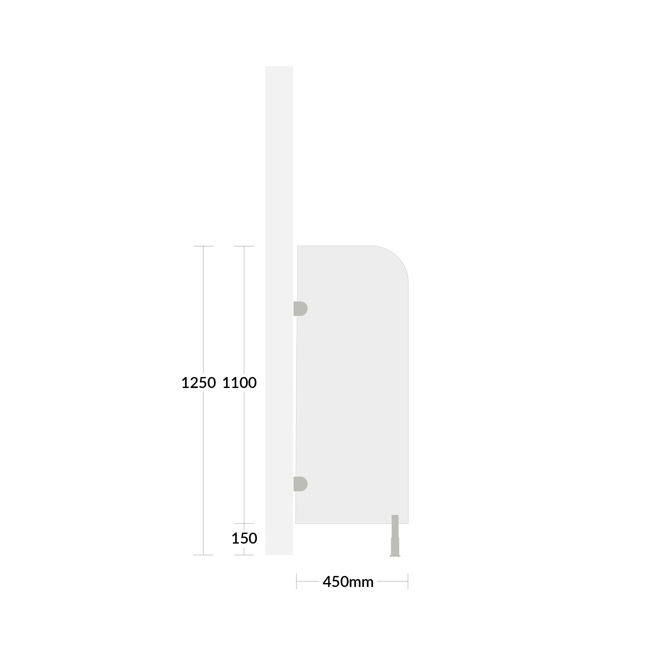 CGL Urinal screen 450 plain grey