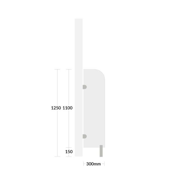 Urinal Privacy Screen - Pendle MFC Urinal screen 300 in plain grey