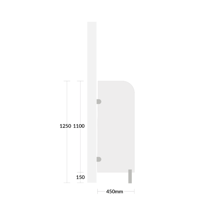 MFC Urinal screen 450 plain grey