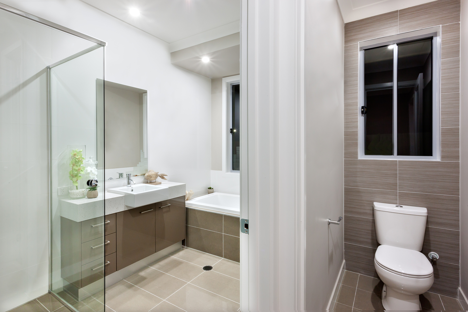 toilet cubicles - bathroom with washing area