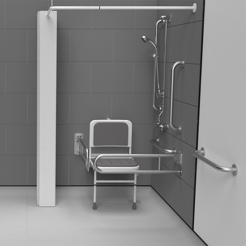 Exposed Valve Doc M Shower Pack Stainless Steel Satin Grab Rails concealed fixings