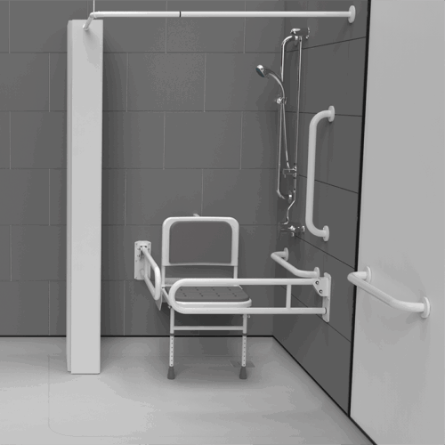 Exposed Valve Doc M Shower Pack Stainless Steel Painted White Grab Rails concealed fixings