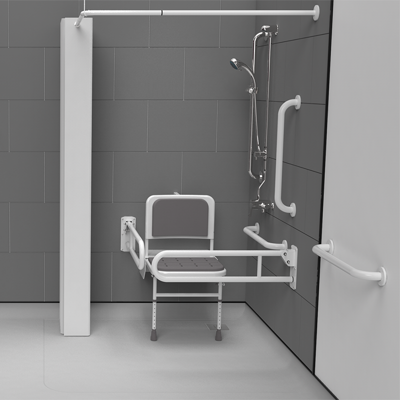 Exposed Valve Doc M Shower Pack Stainless Steel Painted White Grab Rails concealed fixings